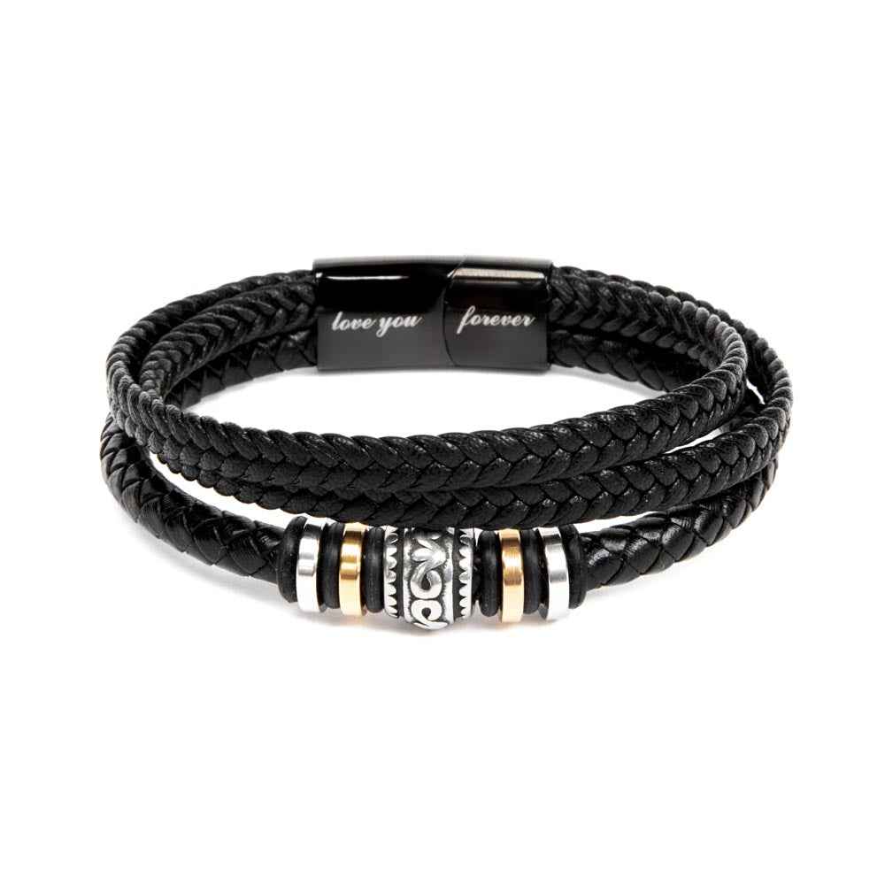 Love You Forever Bracelet for Son - Engraved Leather Gift for Him