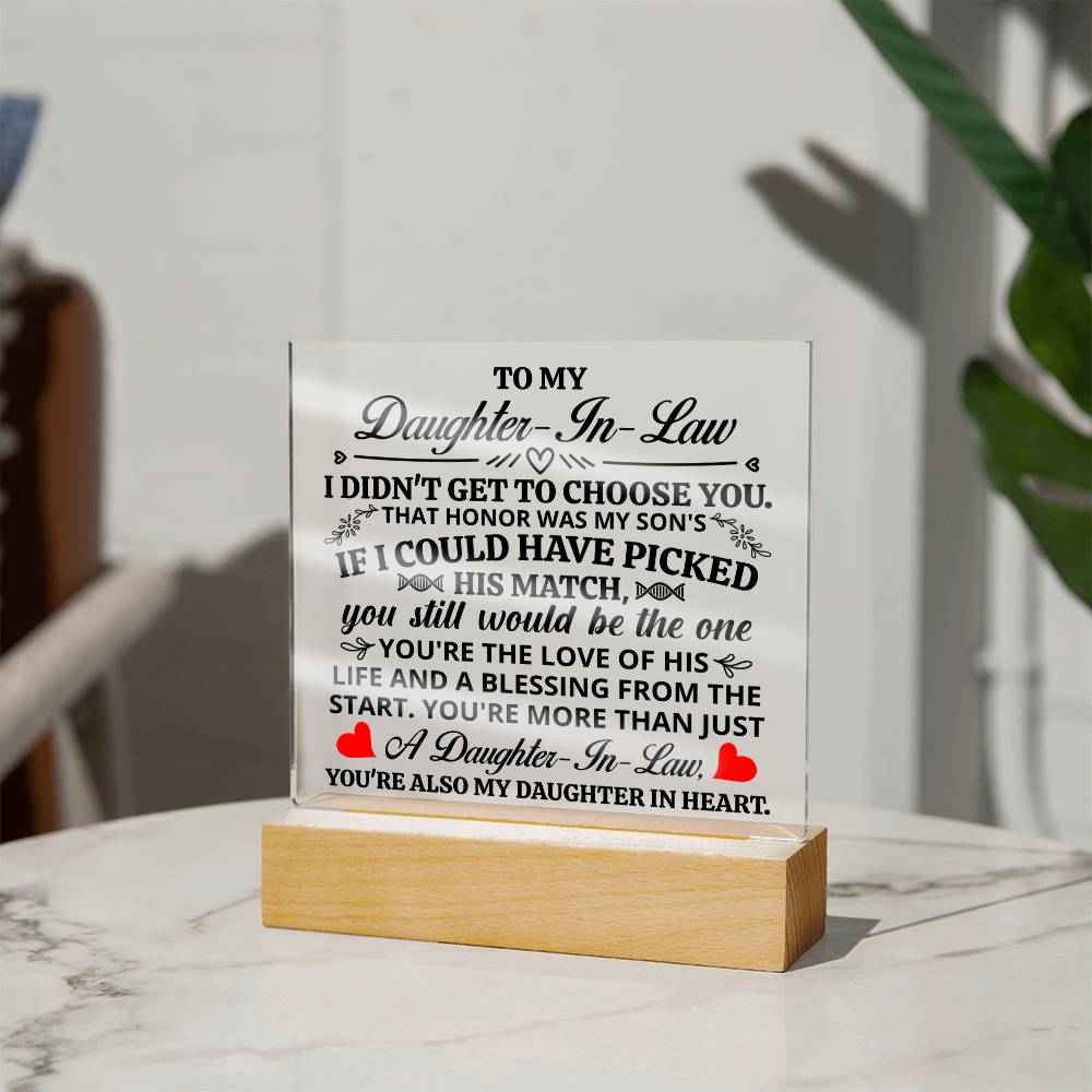 To My Daughter In Law Honor Square Acrylic