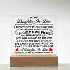To My Daughter In Law Honor Square Acrylic