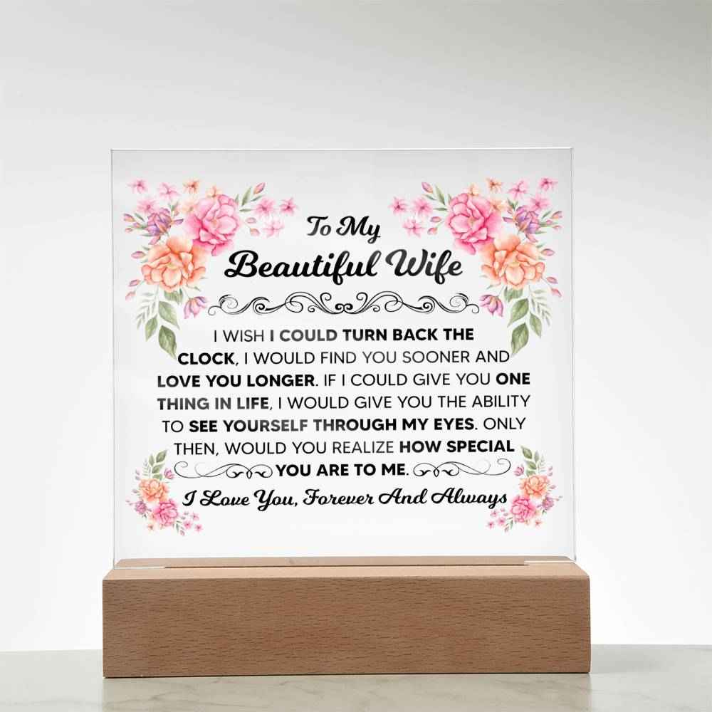 To My Beautiful Wife Square Acrylic Plaque
