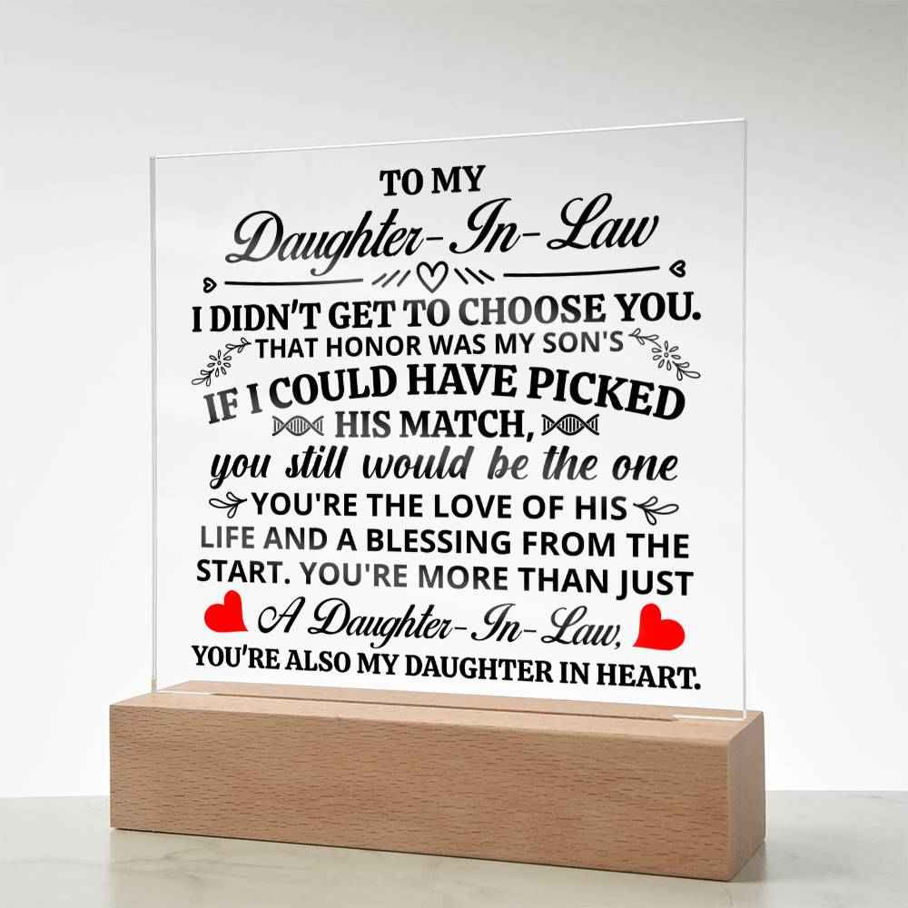 To My Daughter In Law Honor Square Acrylic