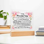 To My Beautiful Wife Square Acrylic Plaque