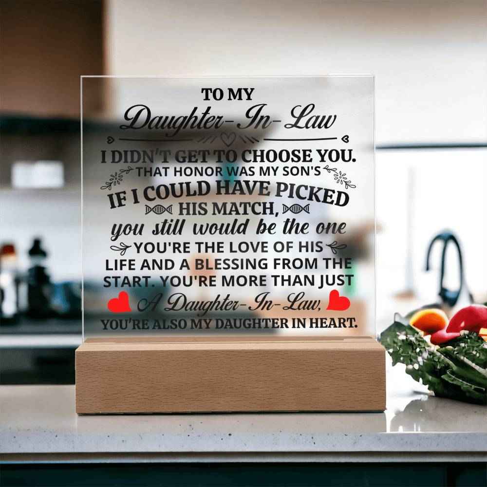 To My Daughter In Law Honor Square Acrylic