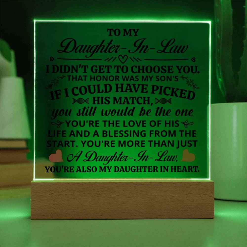 To My Daughter In Law Honor Square Acrylic