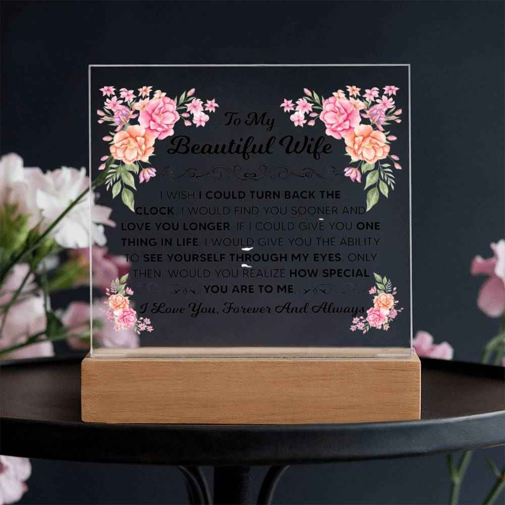 To My Beautiful Wife Square Acrylic Plaque