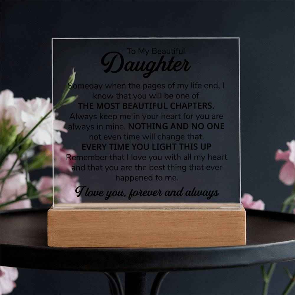 To My Daughter Chapters Square Plaque
